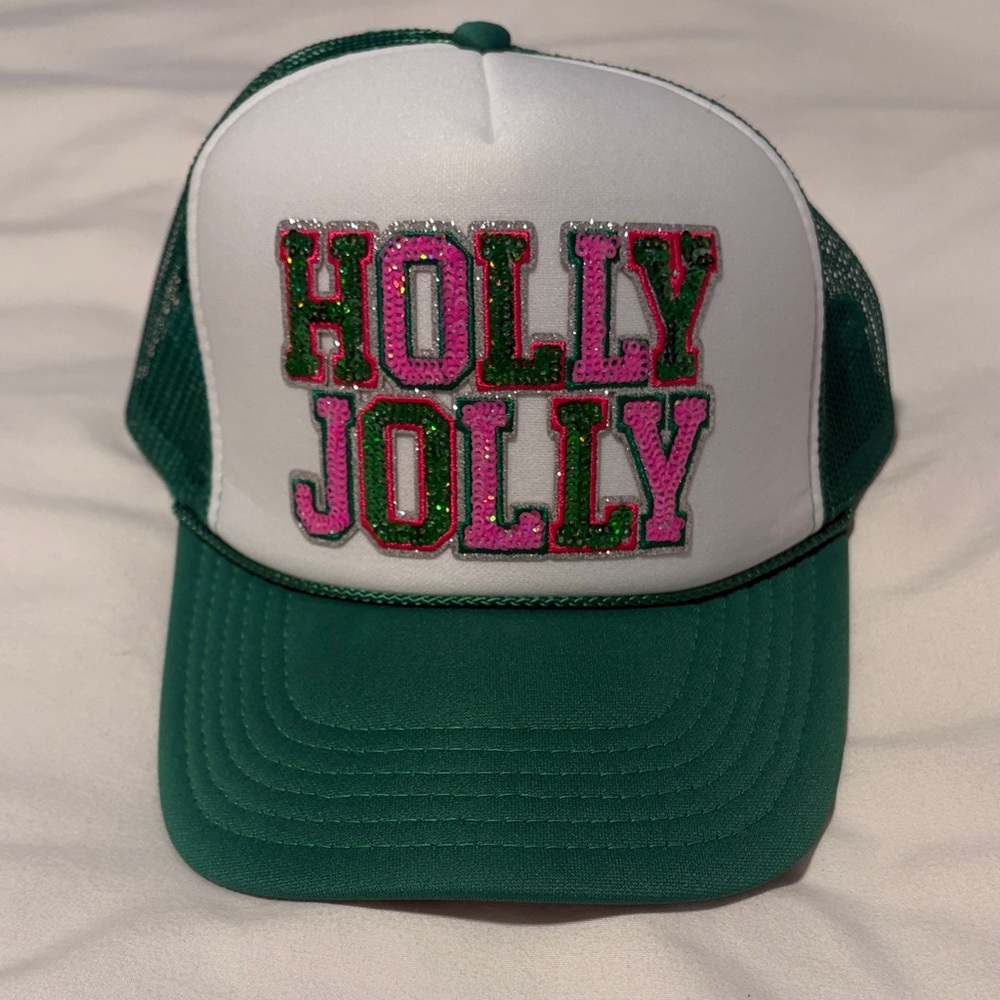 Green and White 'Holly Jolly' Trucker Hat